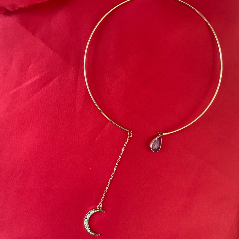 💕💕Last one Moon Tear Drop Open Choker Necklace - Picture 2 of 9